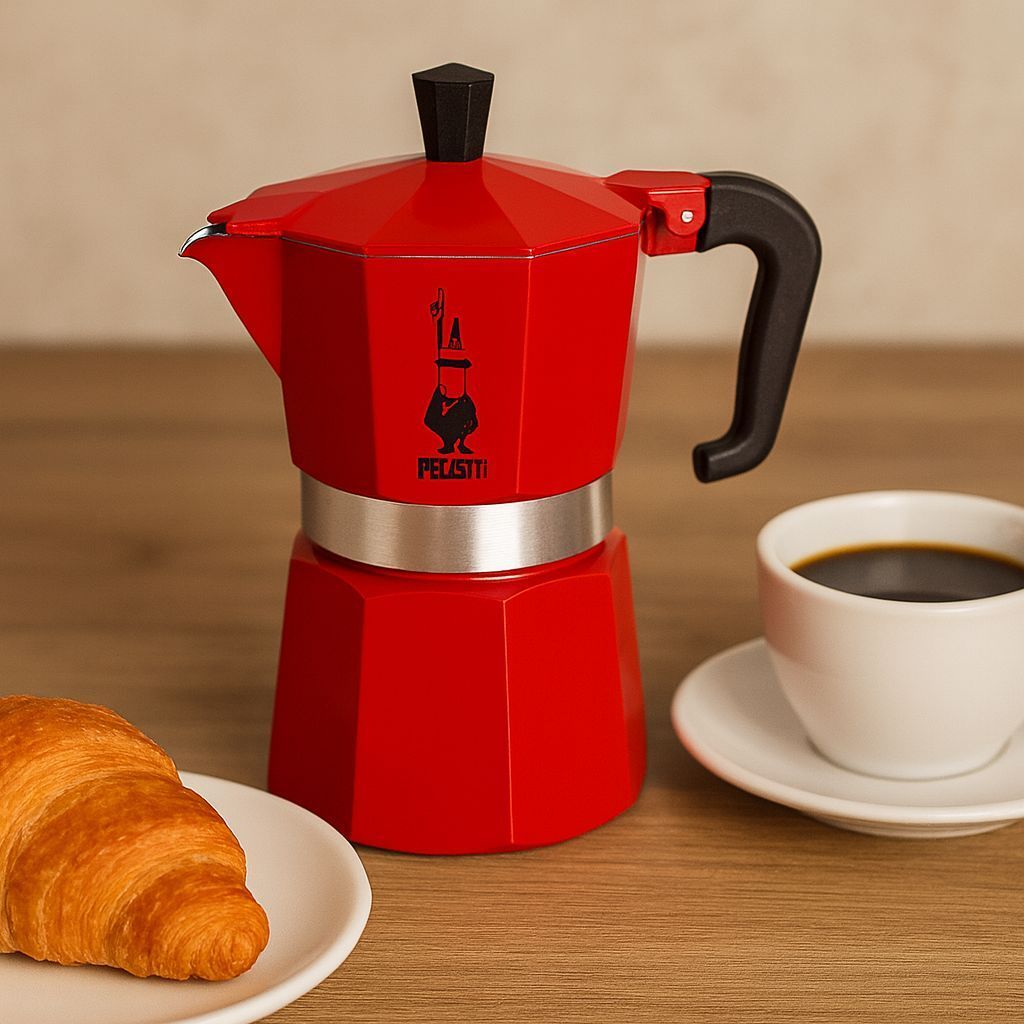 Italienische Kaffeemaschine  PEZZETTI  ITALEXPRESS  Aluminium  6 Tassen  Rot