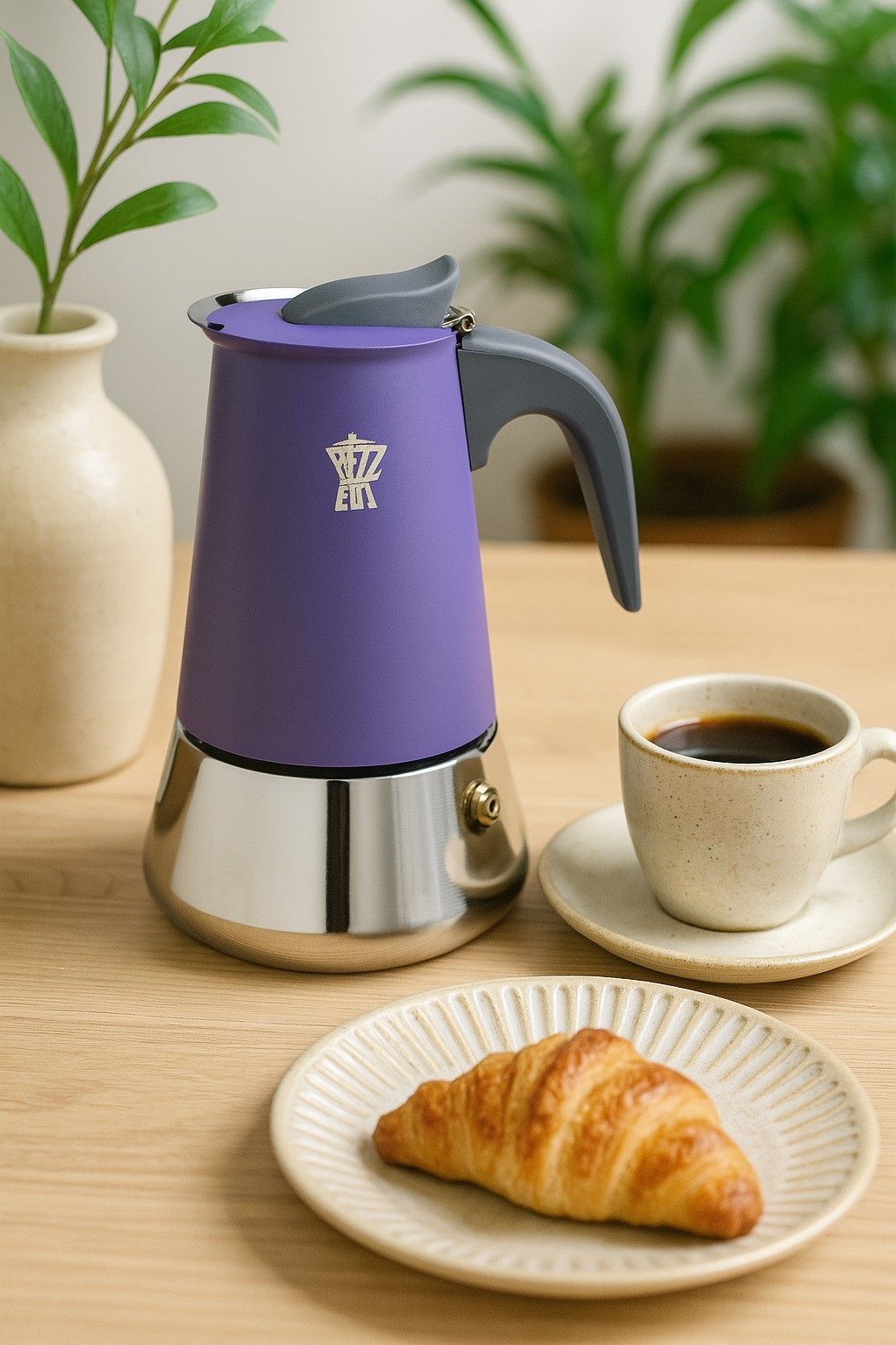 Italienische Kaffeemaschine  PEZZETTI  STEELEXPRESS  Edelstahl  6 Tassen  Geeignet für alle Her