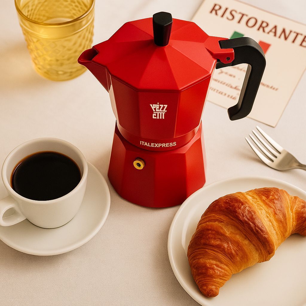 Italienische Kaffeemaschine  PEZZETTI  ITALEXPRESS  Aluminium  6 Tassen  Rot