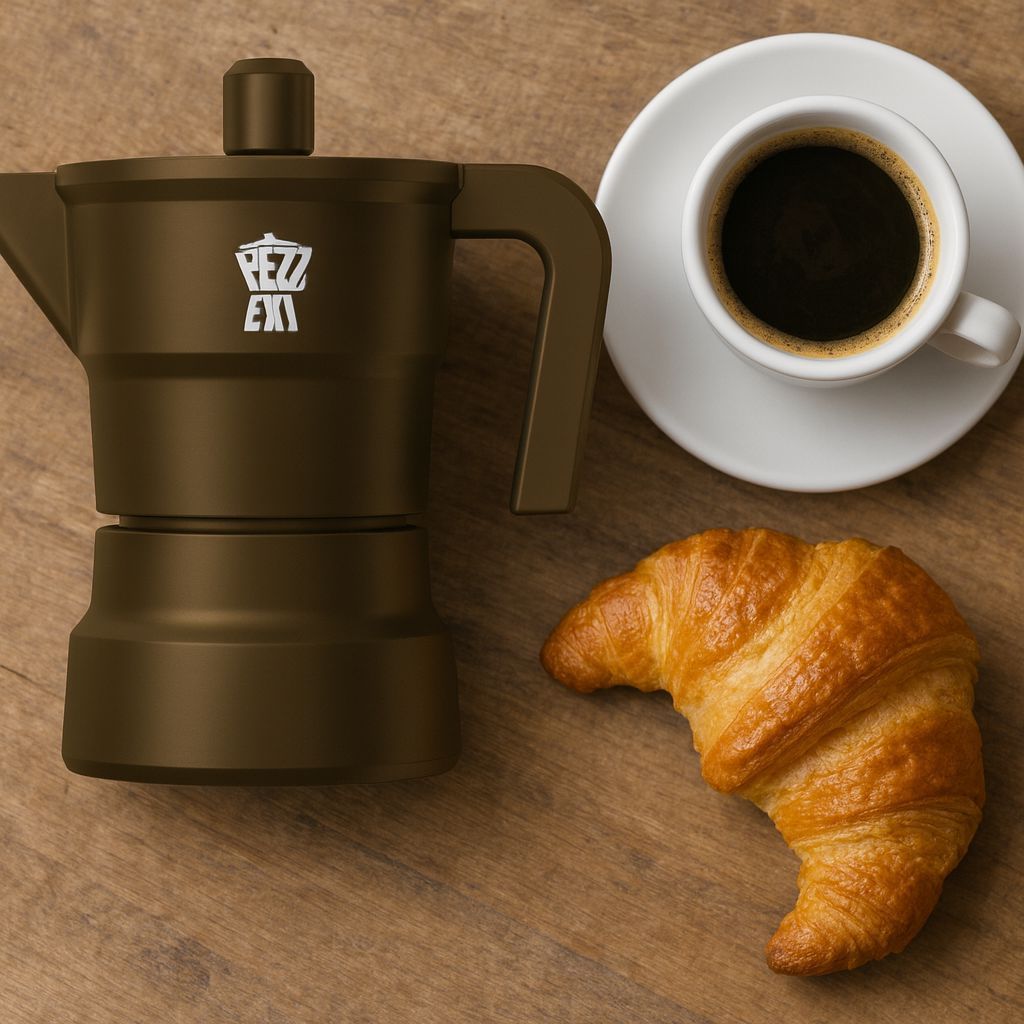 Italienische Kaffeemaschine  PEZZETTI  SOLIDEXPRESS  Aluminium  6 Tassen  Khaki
