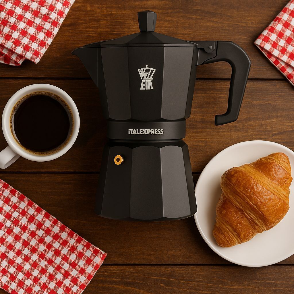 Italienische Kaffeemaschine  PEZZETTI  ITALEXPRESS  Aluminium  6 Tassen  Schwarz