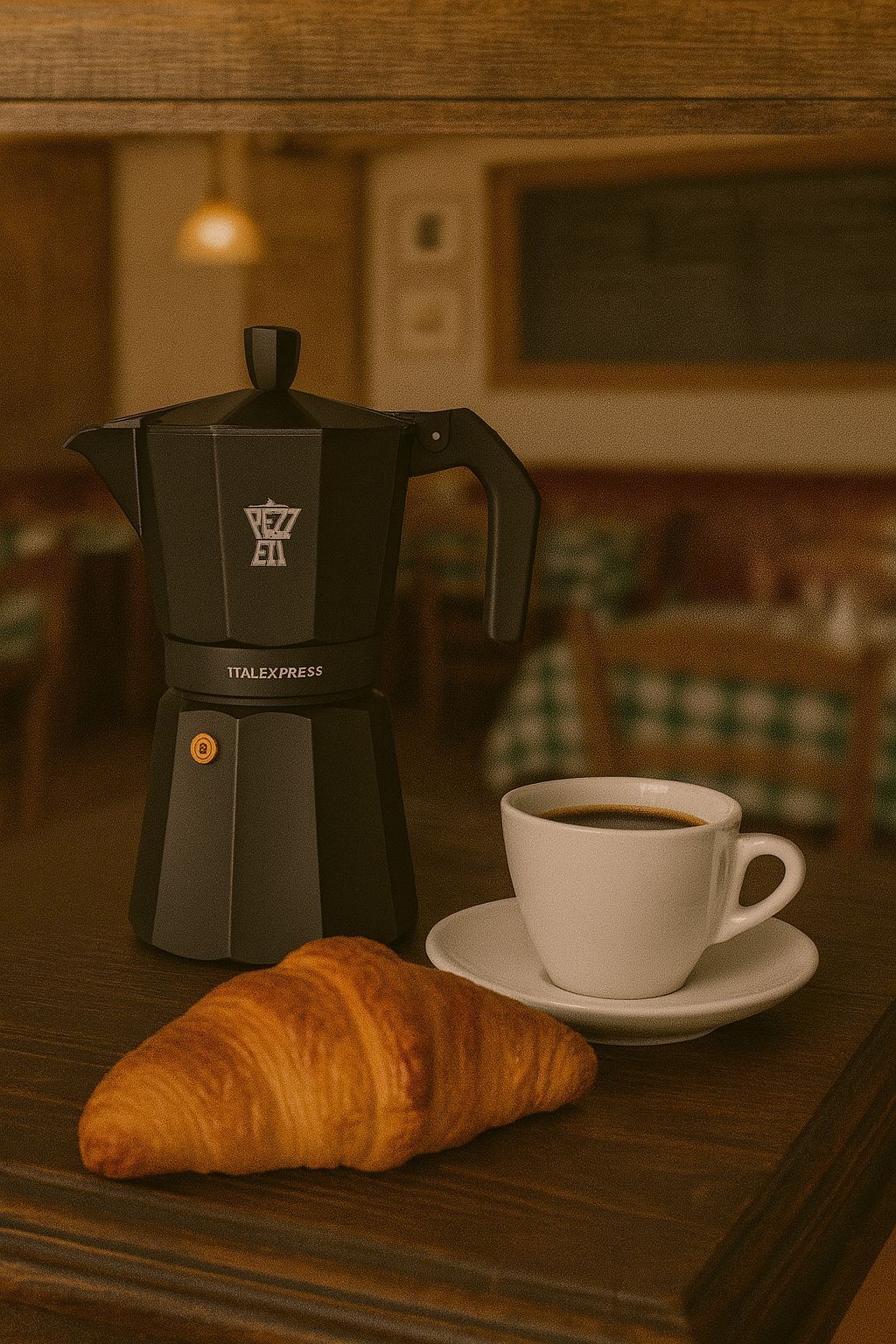 Italienische Kaffeemaschine  PEZZETTI  ITALEXPRESS  Aluminium  6 Tassen  Schwarz