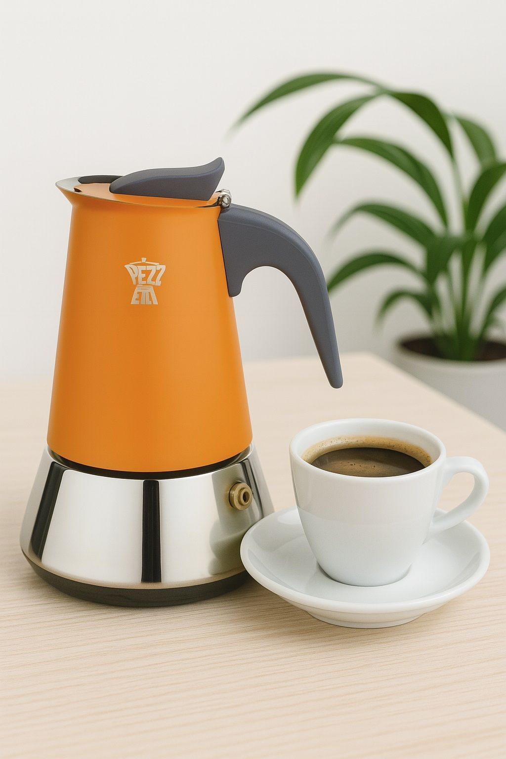 Italienische Kaffeemaschine  PEZZETTI  STEELEXPRESS  Edelstahl  2 Tassen  Geeignet für alle Her