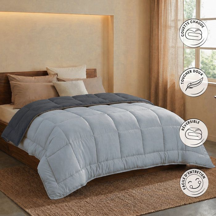 CALGARY Hot duvet Microfiber 400g/m² Steel & Silver 140x200cm