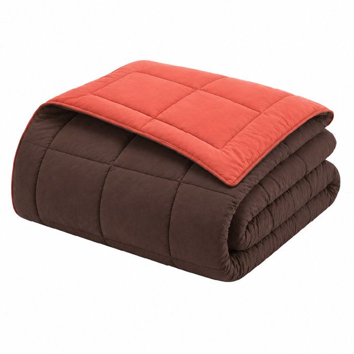 CALGARY Hot duvet Microfiber 400g/m² Chocolate & Corail 140x200cm