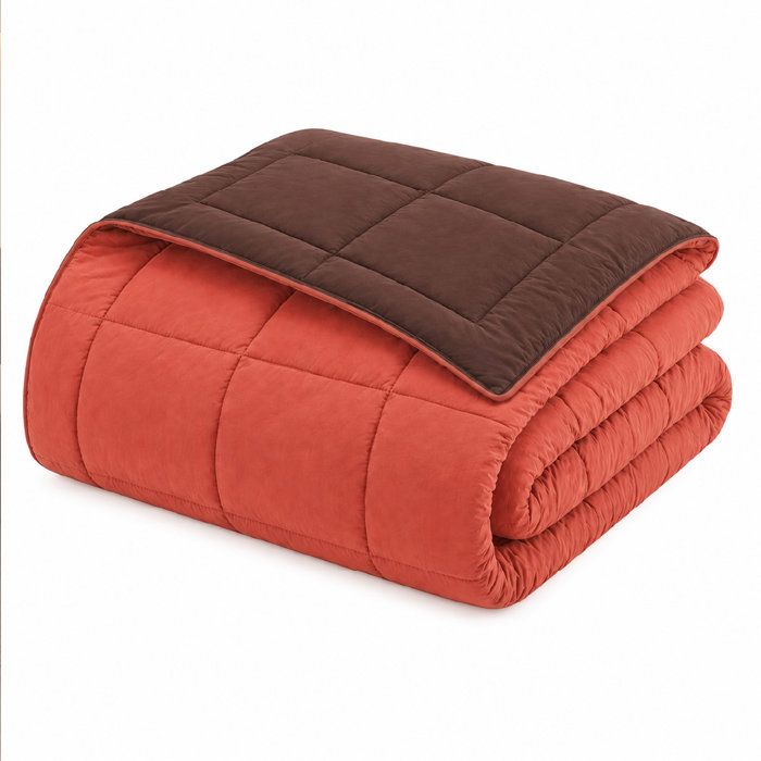 CALGARY Hot duvet Microfiber 400g/m² Chocolate & Corail 140x200cm