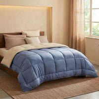 400g/m² microfiber duvet Calgary Petrole & Mastic 140x200cm