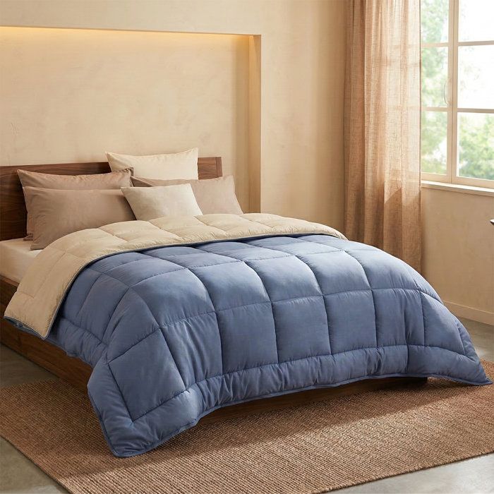 400g/m² microfiber duvet Calgary Petrole & Mastic 140x200cm