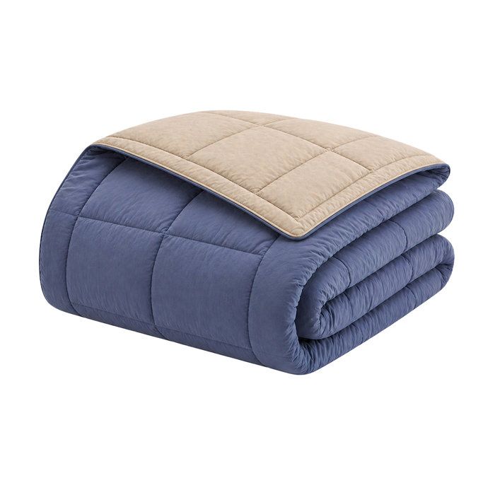 400g/m² microfiber duvet Calgary Petrole & Mastic 140x200cm