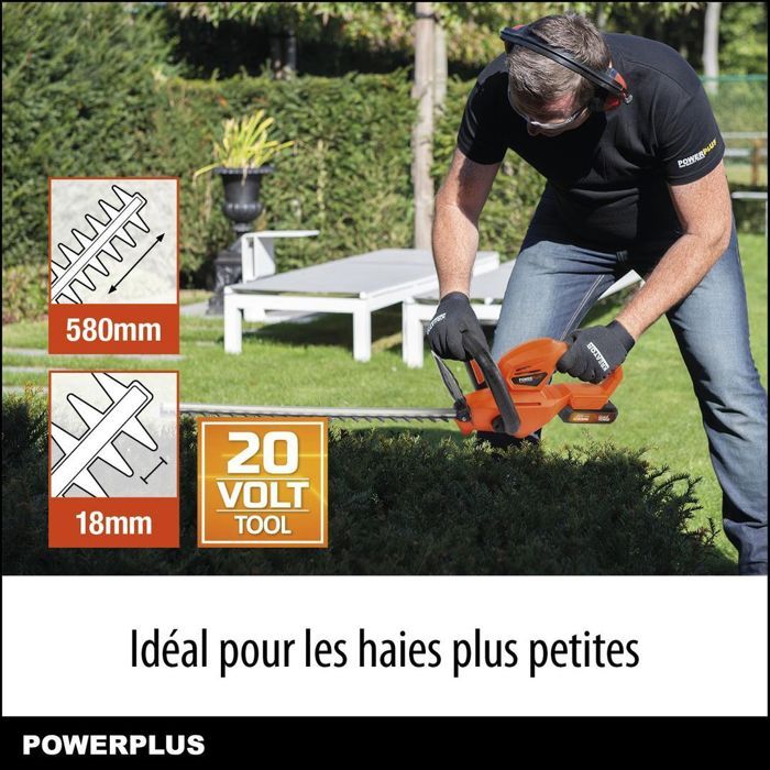 Dual Power Height Size Powdpg7531 - 20 V battery, without battery or charger, 580 mm blade, 18 mm de