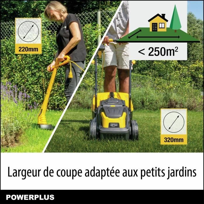 Electric Lawn Mower and Edger - POWERPLUS - POWXG62205T - 1300 W & 32 mm Ø Lawn Mower - 250 W & 220 