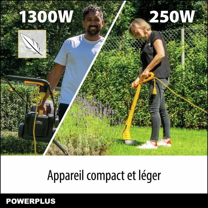 Electric Lawn Mower and Edger - POWERPLUS - POWXG62205T - 1300 W & 32 mm Ø Lawn Mower - 250 W & 220 