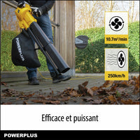 Elektrischer Laubbläser - POWER PLUS - POWEG4030 - 3300 W - Maximale Luftgeschwindigkeit von 250 km/