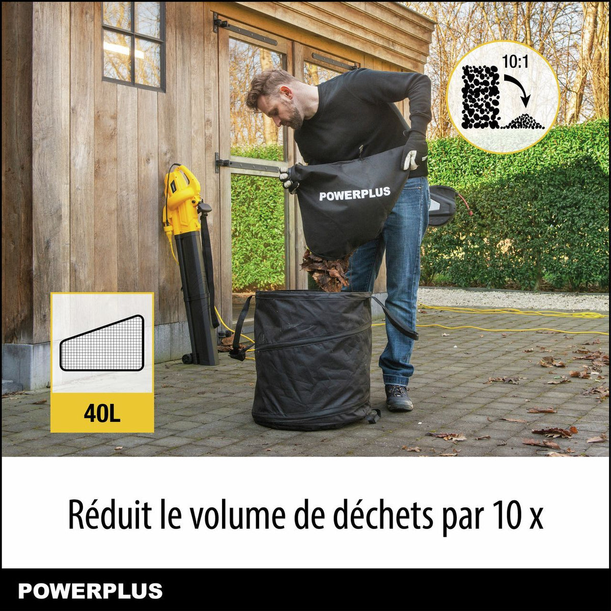 Elektrischer Laubbläser - POWER PLUS - POWEG4030 - 3300 W - Maximale Luftgeschwindigkeit von 250 km/