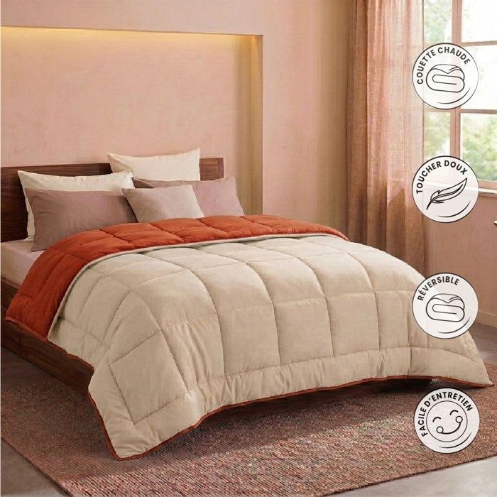 CALGARY Hot duvet microfiber 400g/m² Rande & ginger & ginger 200x200cm