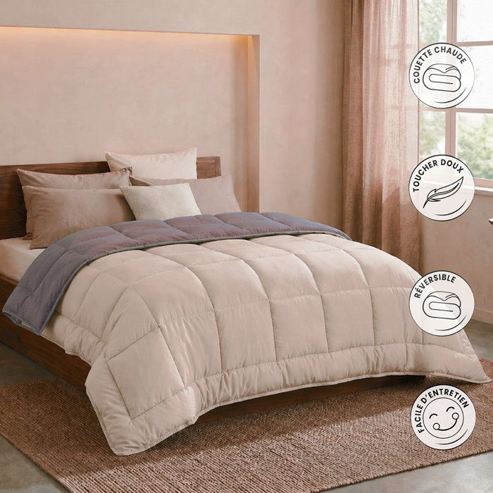 HUDSON Microfiber Light Duvet 200g / m² 220x240cm Taupe & Linen