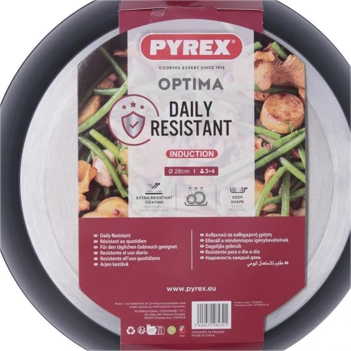 Tiefe Bratpfanne - PYREX - 1455027 - Geschmiedetes Aluminium - Antihaftbeschichtung - 28 cm - PFAS-f