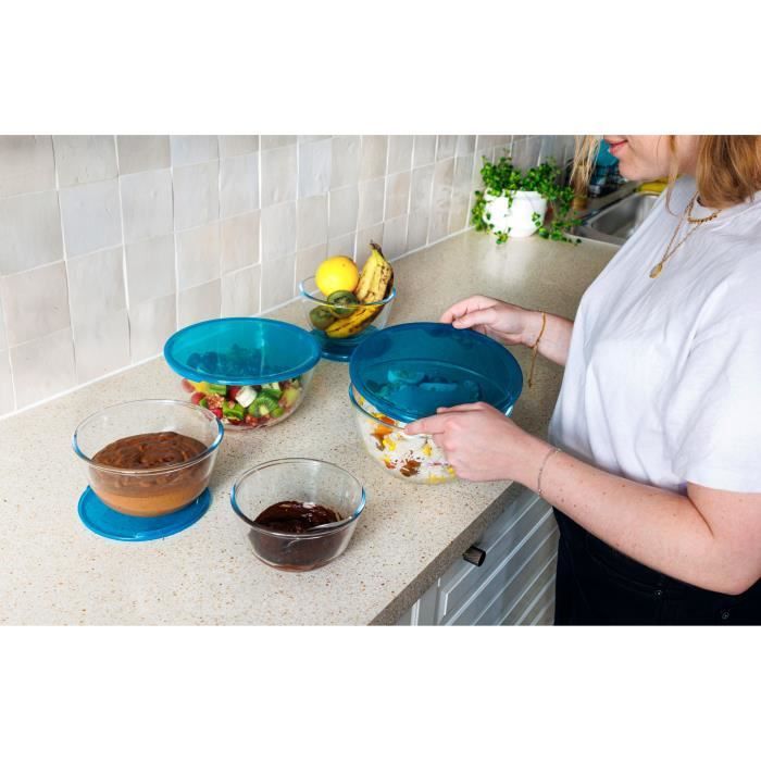 5er-Set Schüsseln mit Deckel - PYREX - 1x 0,5L + 2x 1L + 2x 2L