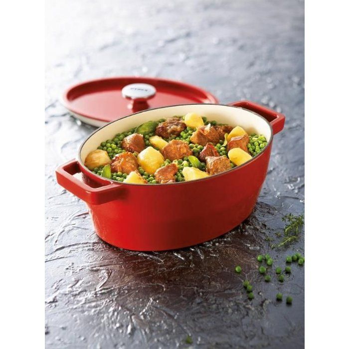 PYREX Slow Cook oval casserole - 3,8 L - Red - All heat sources including induction