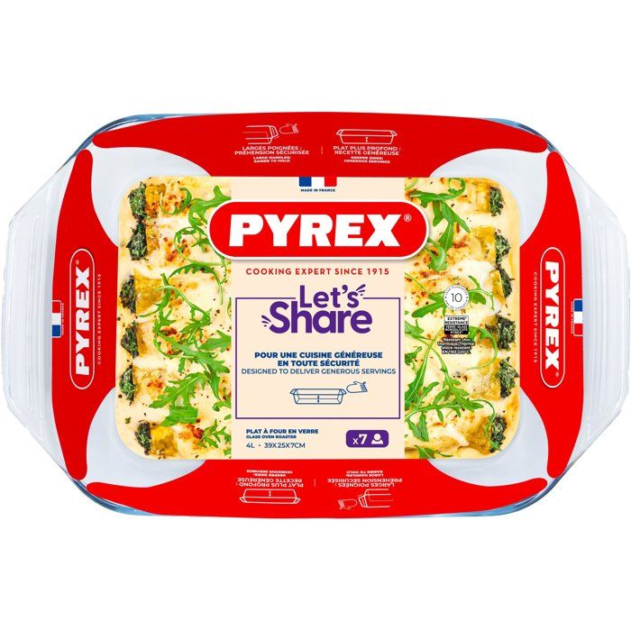Rechteckige Auflaufform  PYREX  Let's Share  39 x 25 cm  Glas