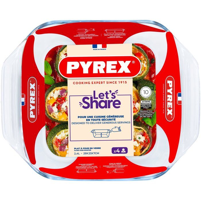 Quadratische Auflaufform  PYREX  Let's Share  29 x 23 cm  Glas