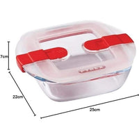 PYREX - COOK & HEAT - Square glass box with lid 25 * 22 cm