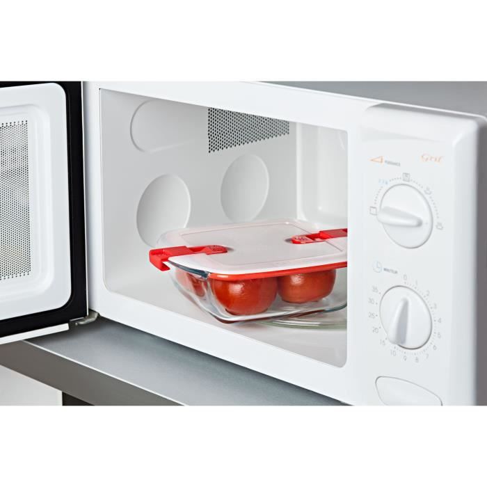 3er-Set Lunchboxen - PYREX - Cook & Heat - Glas - Quadratisch - Deckel mit Dampfventilen, speziell f