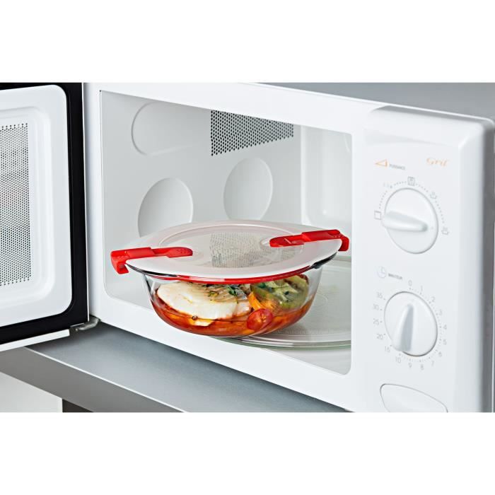 3er-Set Lunchboxen - PYREX - Cook & Heat - Glas - Rund - Deckel mit Dampfventilen, mikrowellengeeign