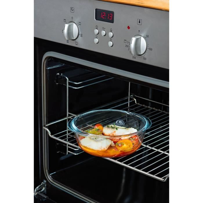 3er-Set Lunchboxen - PYREX - Cook & Heat - Glas - Rund - Deckel mit Dampfventilen, mikrowellengeeign