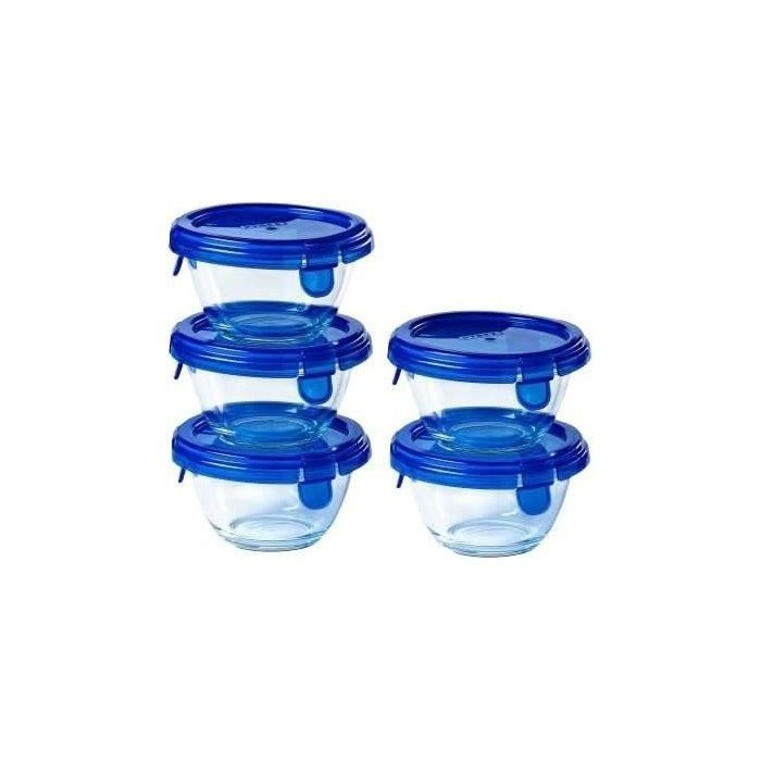 Set mit 5 Minischüsseln - PYREX - Cook & Go - Glas - Rund - Auslaufsicherer Deckel - 0,2 L