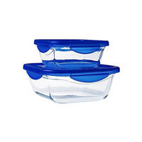 Set mit 2 quadratischen Aufbewahrungsbehältern  PYREX  COOK & GO  luftdicht  0,8 l und 1,9 l  G