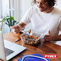 Set mit 2 quadratischen Aufbewahrungsbehältern  PYREX  COOK & GO  luftdicht  0,8 l und 1,9 l  G