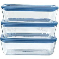 3er-Set Vorratsdosen mit Deckel  PYREX  Zero Plastic  Glas  Rechteckig  1,5 L