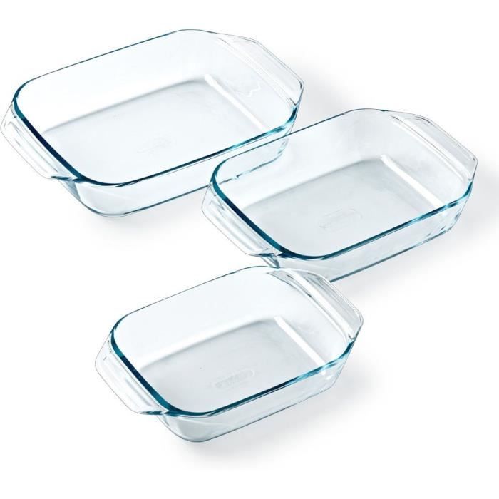 3er-Set Auflaufformen - PYREX - Glas - Rechteckig - Unwiderstehlich - 20-25-28 cm