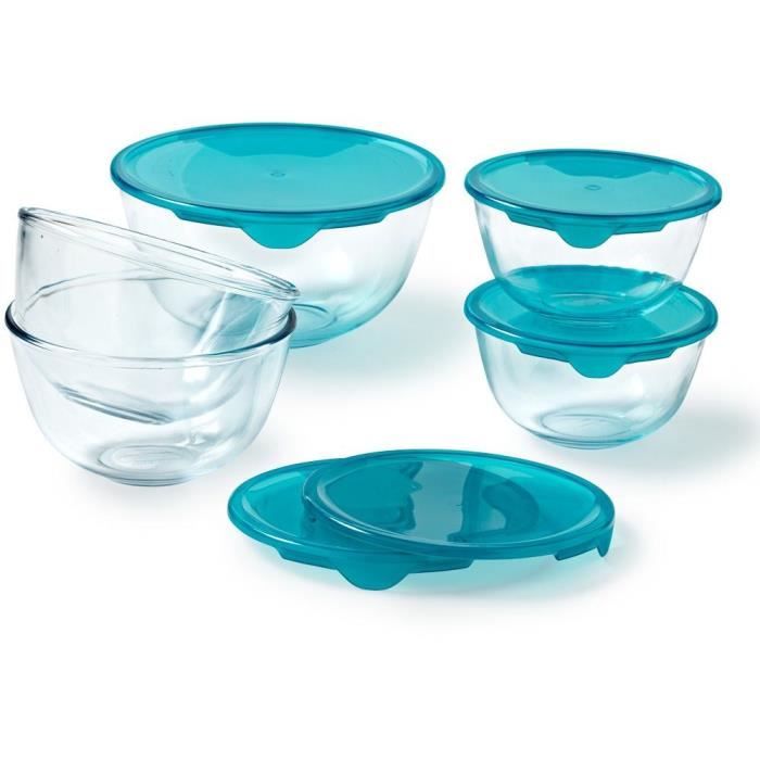 5er-Set Schüsseln mit Deckel - PYREX - 2x 0,5L + 1x 1L + 2x 2L