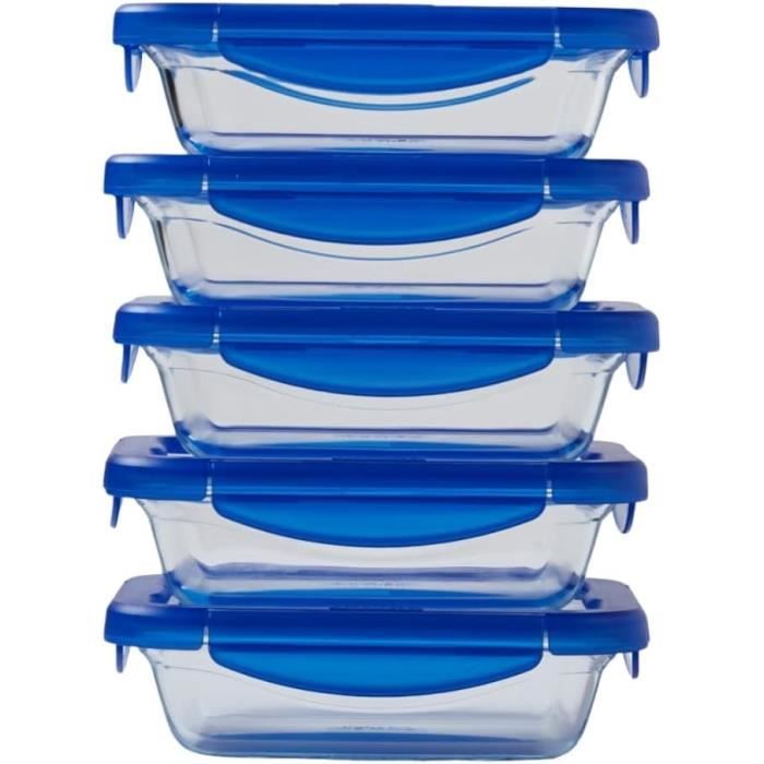 5er-Set Lunchboxen  PYREX  Cook & Go  Glas  Rechteckig  Luftdichter Deckel  0,8 L