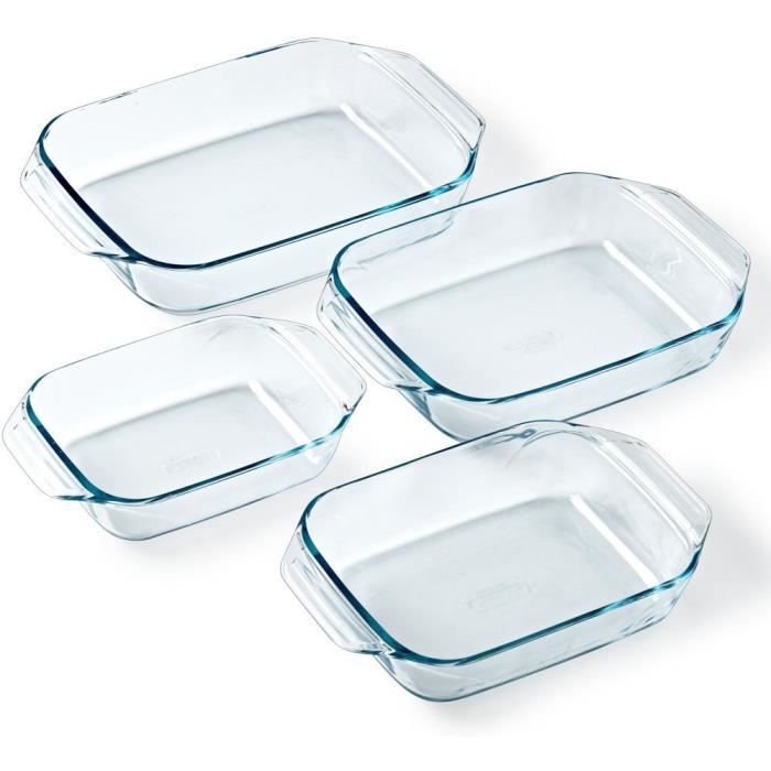 4er-Set Auflaufformen - PYREX - Glas - Rechteckig - 27/31/35/39 cm