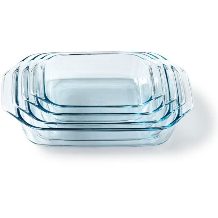 4er-Set Auflaufformen - PYREX - Glas - Rechteckig - 27/31/35/39 cm