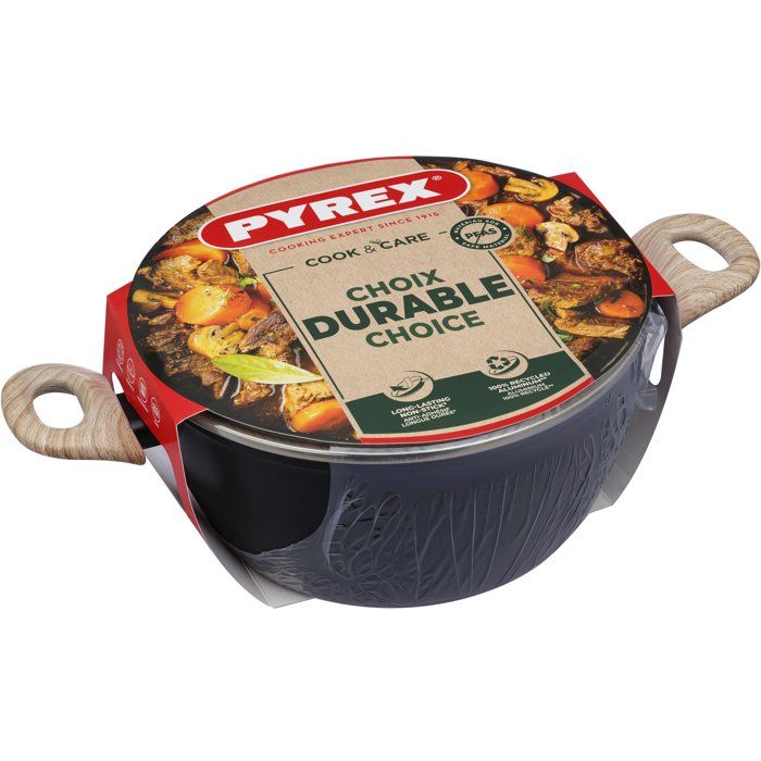 Kasserolle mit Deckel  PYREX  Cook & Care  24 cm  Antihaftbeschichtung  Induktionsgeeignet  PF