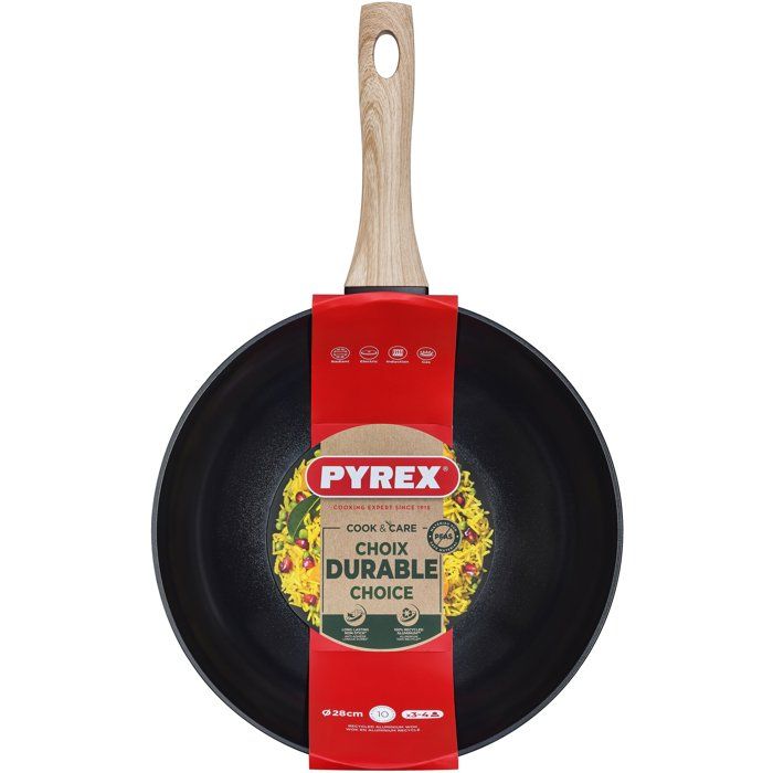 Wok - PYREX - Cook & Care - 28 cm - Antihaftbeschichtung - Induktionsgeeignet - PFAS-frei