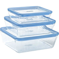 3er-Set Vorratsdosen mit Deckel  PYREX  Zero Plastic  Glas  Rechteckig  0,8/1,5/2,6 L