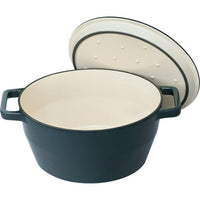 Runde Auflaufform  PYREX  Schongarer  24 cm  Gusseisen  Tiefblau
