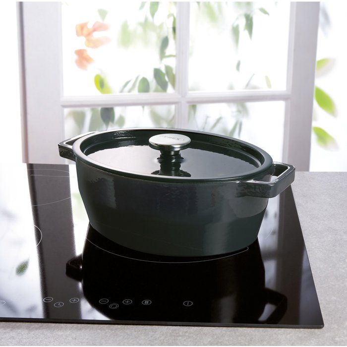 Ovale Auflaufform  PYREX  Schongaren  29 cm  Gusseisen  Tiefblau