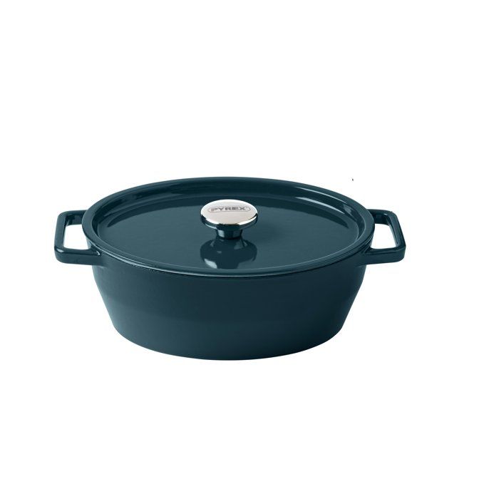 Ovale Auflaufform  PYREX  Schongaren  29 cm  Gusseisen  Tiefblau