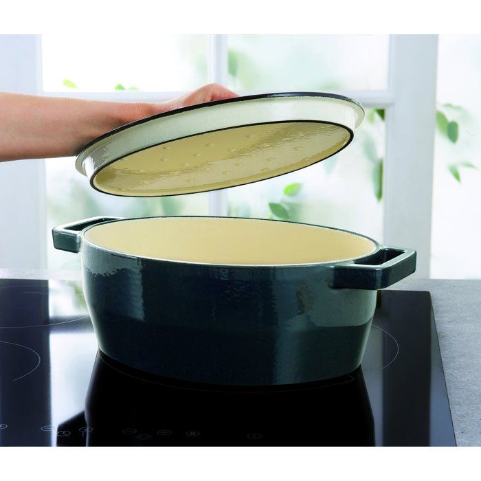 Ovale Auflaufform  PYREX  Schongaren  29 cm  Gusseisen  Tiefblau