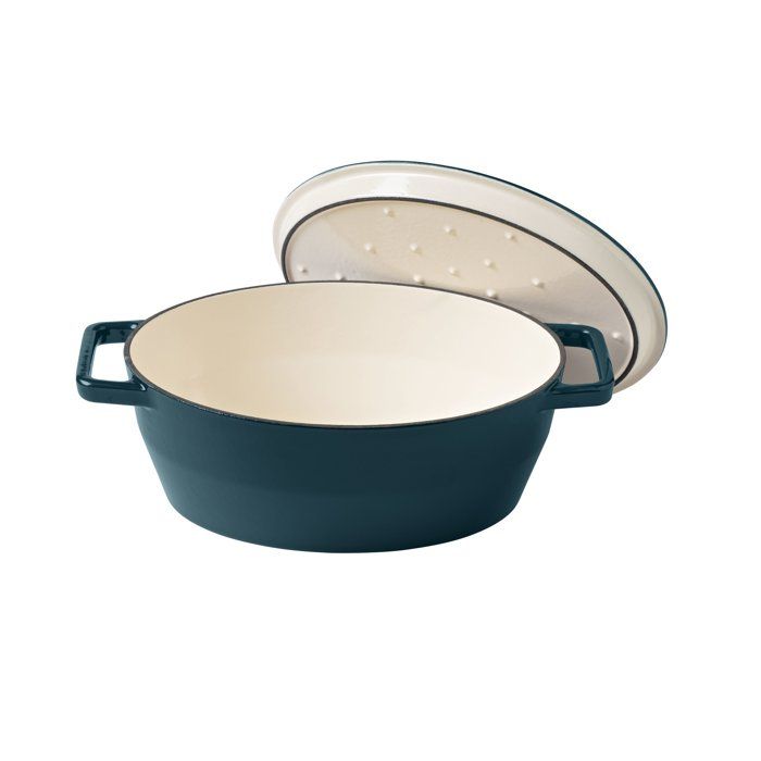 Ovale Auflaufform  PYREX  Schongaren  29 cm  Gusseisen  Tiefblau
