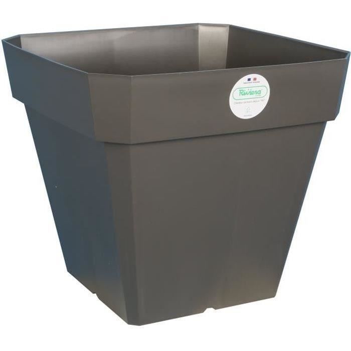 RIVIERA Soleilla flower pot - Square - 40 x 40 cm - Glittery gray