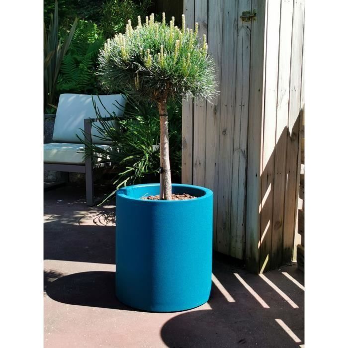 RIVIERA GRANIT round flower box - Plastic - Diameter 50 cm - Blue