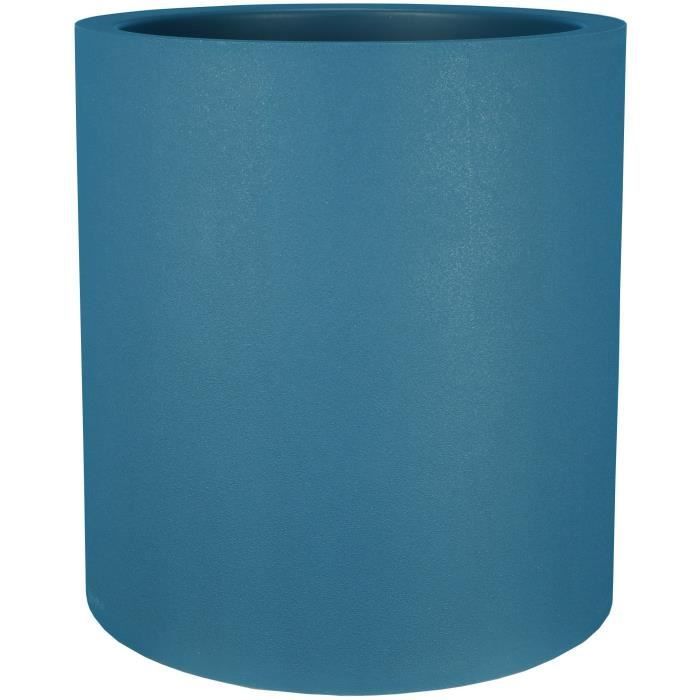 RIVIERA GRANIT round flower box - Plastic - Diameter 50 cm - Blue