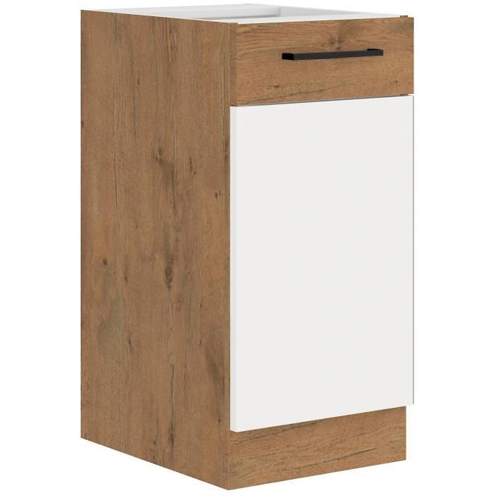 ROCK - Wall unit - Lancelot oak and glossy white melamine - 40 cm - 1 hinged door
